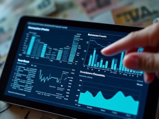 Financial graphs and data on a screen, representing corporate finance analysis.