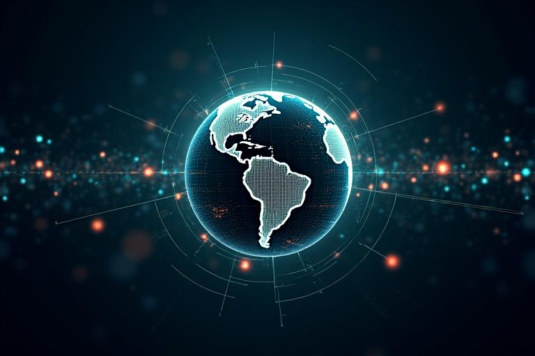 Digital globe with connecting lines signifying global business and tax structures