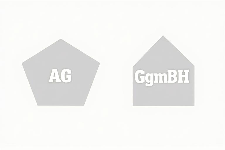 Illustrative image showing two types of Swiss legal entity abbreviations AG and GmbH