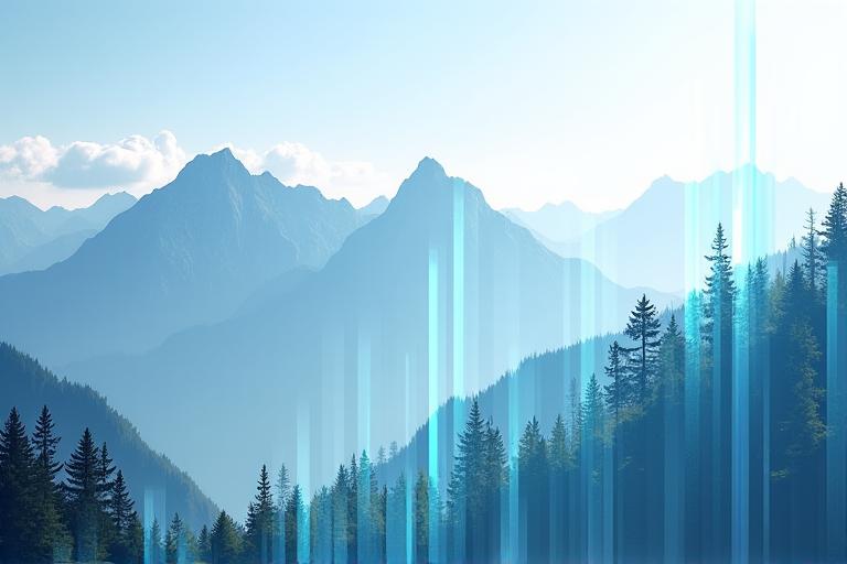 Financial charts and graphs overlaid with a Swiss Alps background